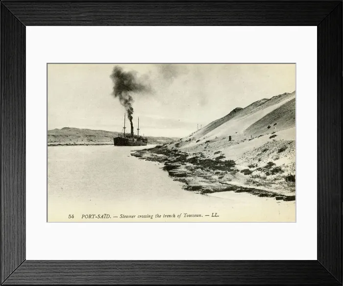 Framed Print : Steamer crossing the trench of Toussoun, Port Said, Egypt Framed Print : Steamer crossing the trench of Toussoun, Port Said, Egypt
