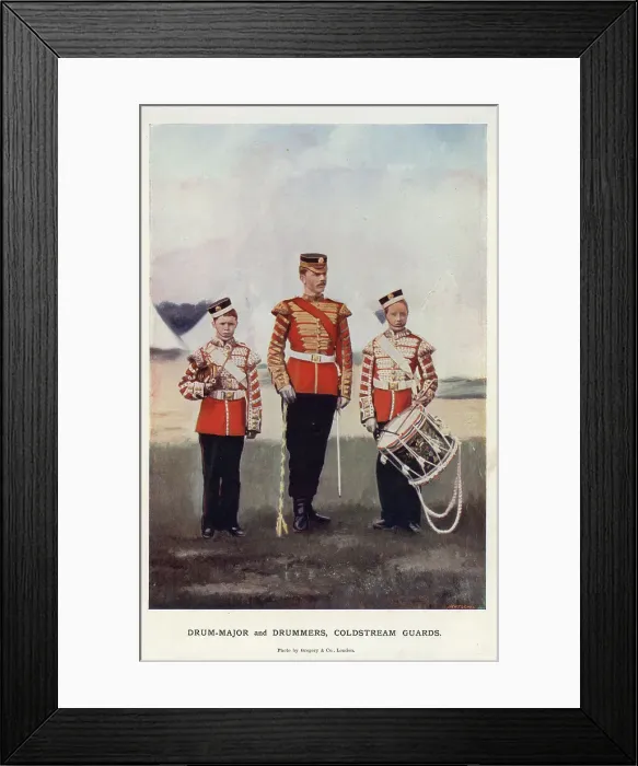 Framed Print : Drum-Major and Drummers, Coldstream Guards Framed Print : Drum-Major and Drummers, Coldstream Guards