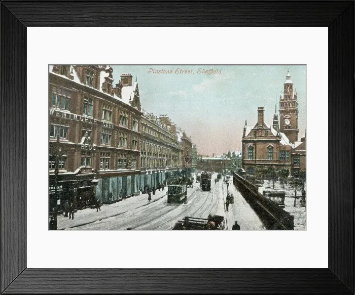 Framed Print : Pinstone Street, Sheffield in the snow Framed Print : Pinstone Street, Sheffield in the snow