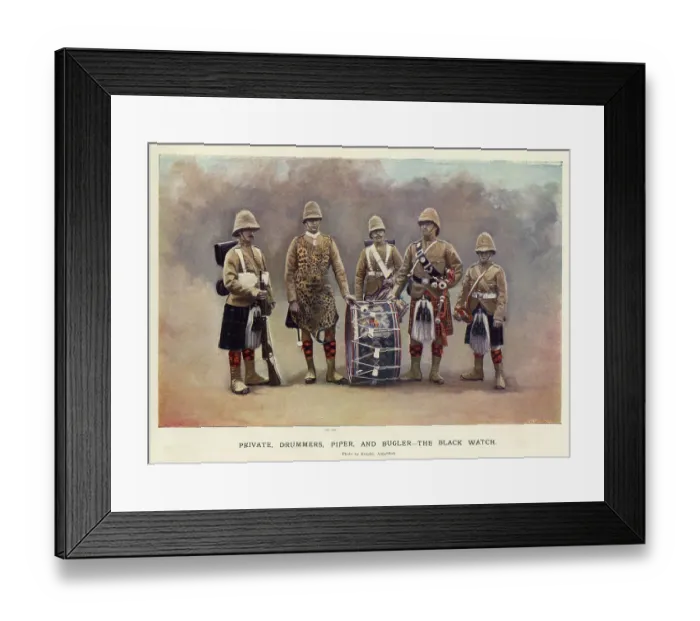 Framed Print : Private, Drummers, Piper and Bugler, The Black Watch Framed Print : Private, Drummers, Piper and Bugler, The Black Watch