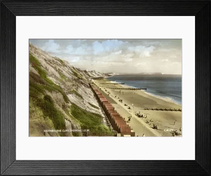 Framed Print : Southbourne Cliffs showing Isle of Wight Framed Print : Southbourne Cliffs showing Isle of Wight
