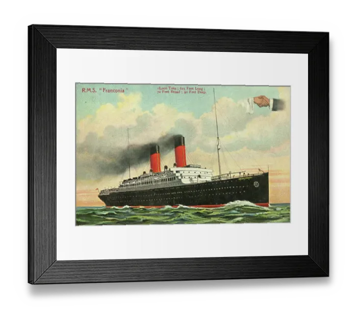 Framed Print : Steam Ship RMS Franconia Postard Published By Framed Print : Steam Ship RMS Franconia Postard Published By