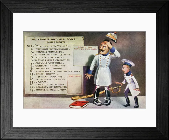 Framed Print : The Kaiser and His Son's Surprises WWI cartoon Framed Print : The Kaiser and His Son's Surprises WWI cartoon
