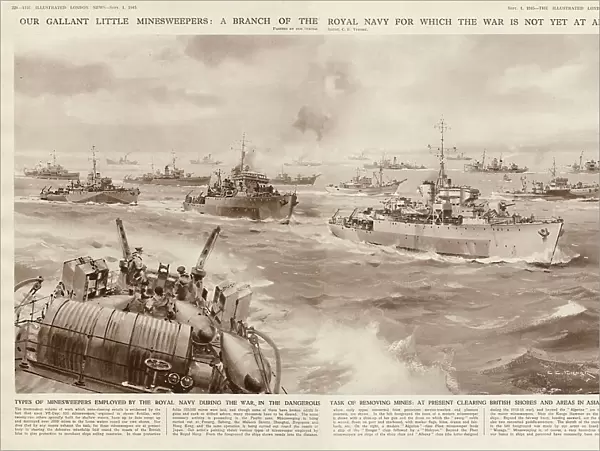 Royal Navy Minesweepers in action