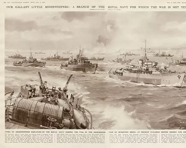 Royal Navy Minesweepers in action