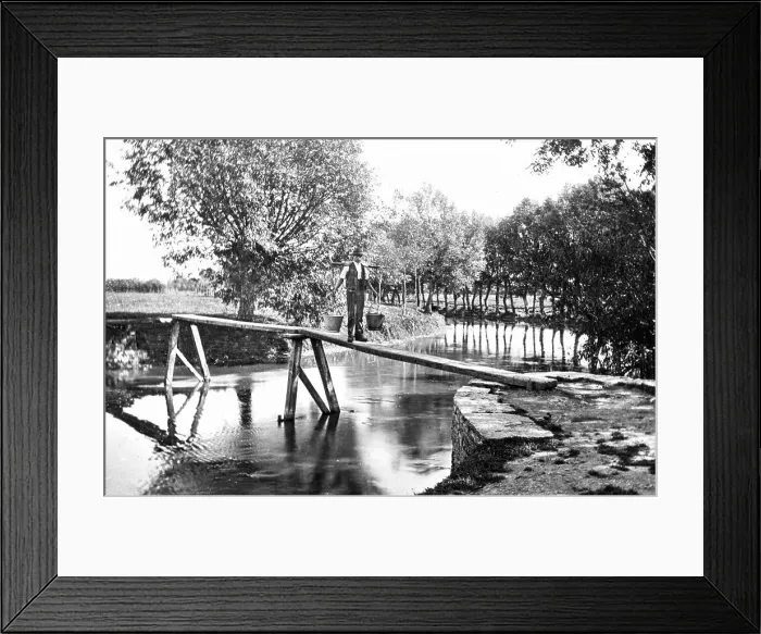 Framed Print : Cricklade Plank Bridge River Thames Victorian period Framed Print : Cricklade Plank Bridge River Thames Victorian period