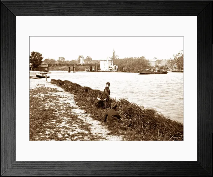 Framed Print : Caversham Bridge River Thames Victorian period Framed Print : Caversham Bridge River Thames Victorian period