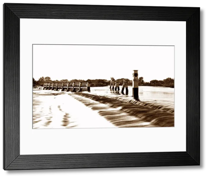 Framed Print : Chertsey Weir River Thames Victorian period Framed Print : Chertsey Weir River Thames Victorian period