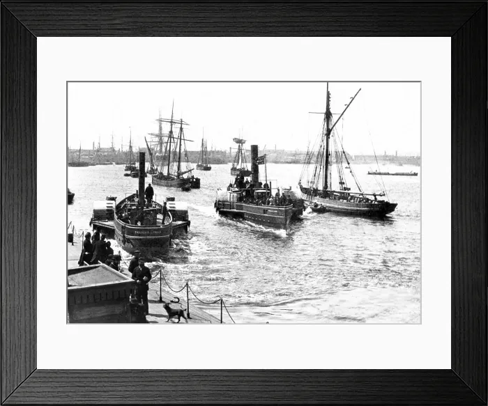 Framed Print : River Thames Greenwich Pier London Victorian period Framed Print : River Thames Greenwich Pier London Victorian period