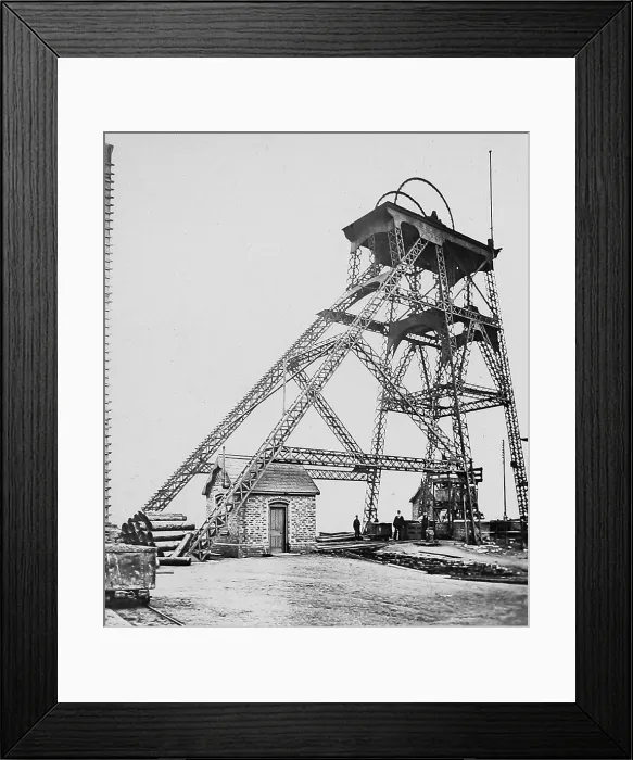 Framed Print : Coal mine lattice steel headgear early 1900s Framed Print : Coal mine lattice steel headgear early 1900s