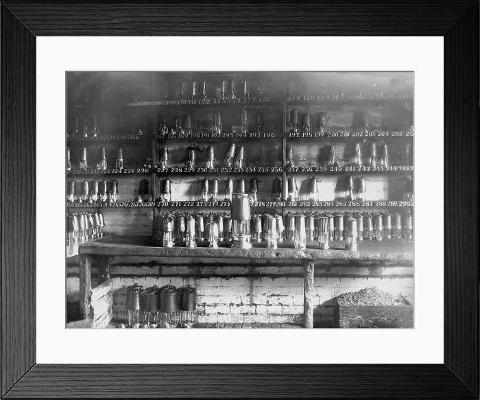 Framed Print : Colliery lamp room Victorian period Framed Print : Colliery lamp room Victorian period