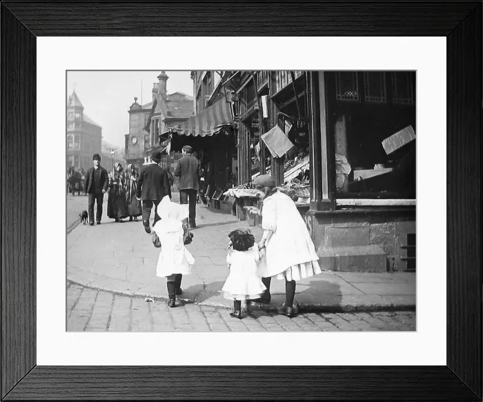 Framed Print : Burnley Bridge Street Victorian period Framed Print : Burnley Bridge Street Victorian period