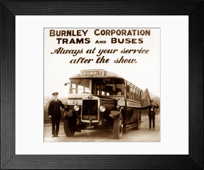 Framed Print : Burnley Cinema bus advertisement probably 1940s Framed Print : Burnley Cinema bus advertisement probably 1940s