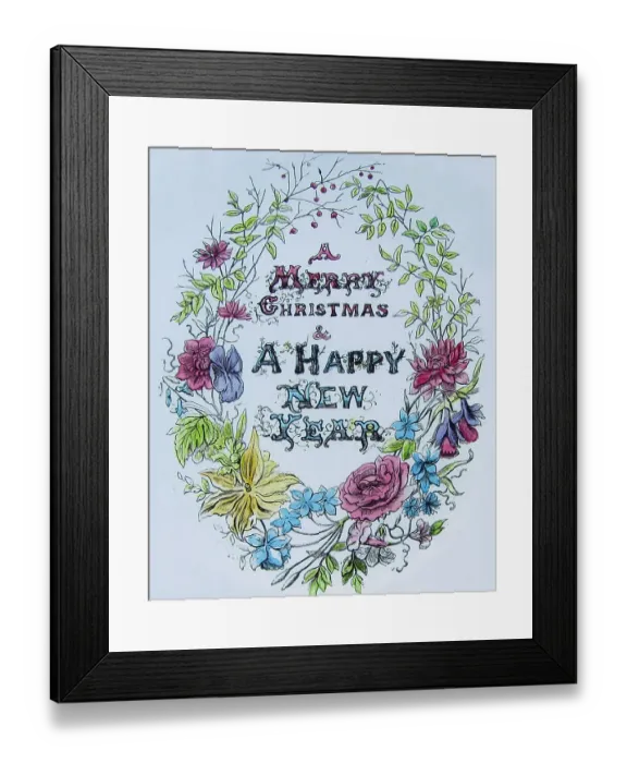 Framed Print : Victorian Magic Lantern Slide Merry Christmas Happy New Year Framed Print : Victorian Magic Lantern Slide Merry Christmas Happy New Year