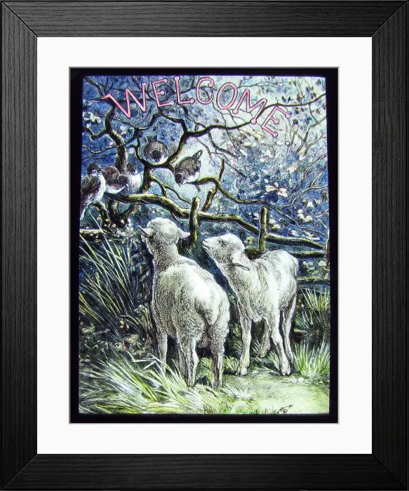 Framed Print : Victorian Magic Lantern Slide Welcome Framed Print : Victorian Magic Lantern Slide Welcome