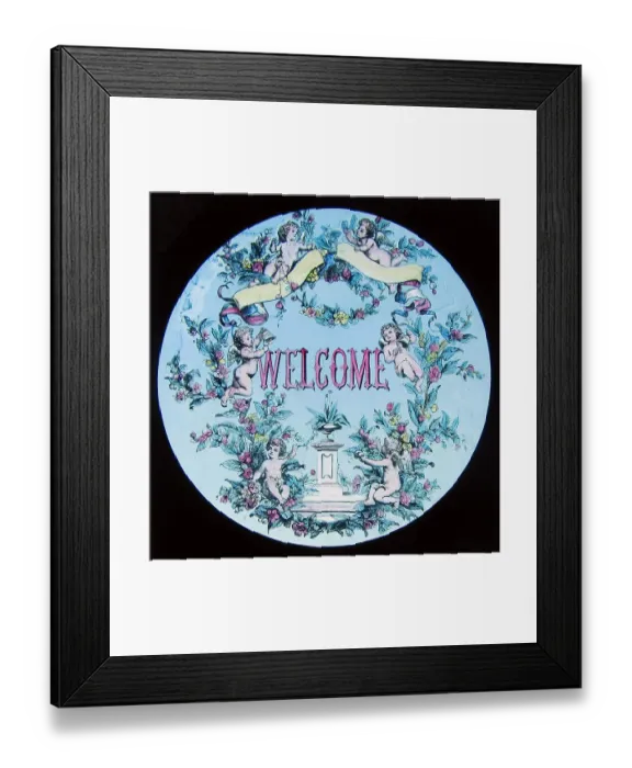 Framed Print : Victorian Magic Lantern Slide Welcome Framed Print : Victorian Magic Lantern Slide Welcome