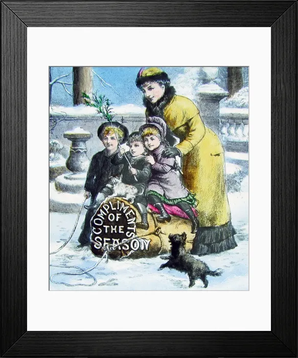 Framed Print : Victorian Magic Lantern Slide Compliments of the Season Framed Print : Victorian Magic Lantern Slide Compliments of the Season