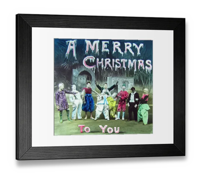 Framed Print : Victorian Magic Lantern Slide Merry Christmas Framed Print : Victorian Magic Lantern Slide Merry Christmas