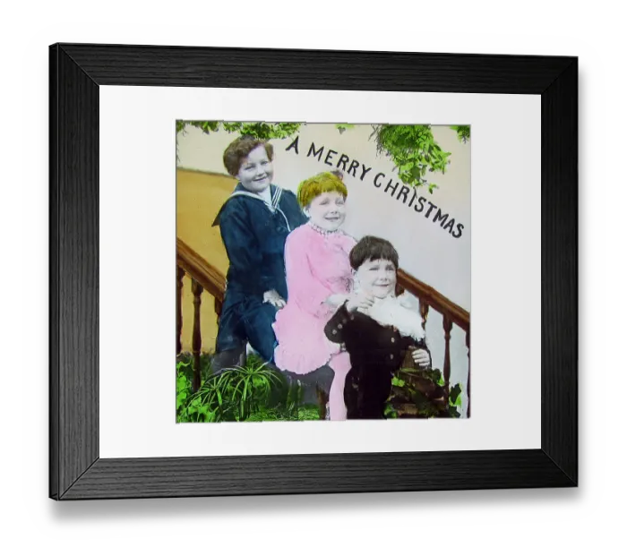 Framed Print : Victorian Magic Lantern Slide Merry Christmas Framed Print : Victorian Magic Lantern Slide Merry Christmas