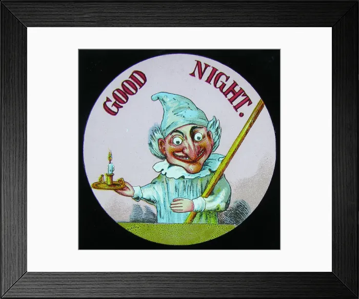 Framed Print : Victorian Magic Lantern Slide Good Night Punch Framed Print : Victorian Magic Lantern Slide Good Night Punch