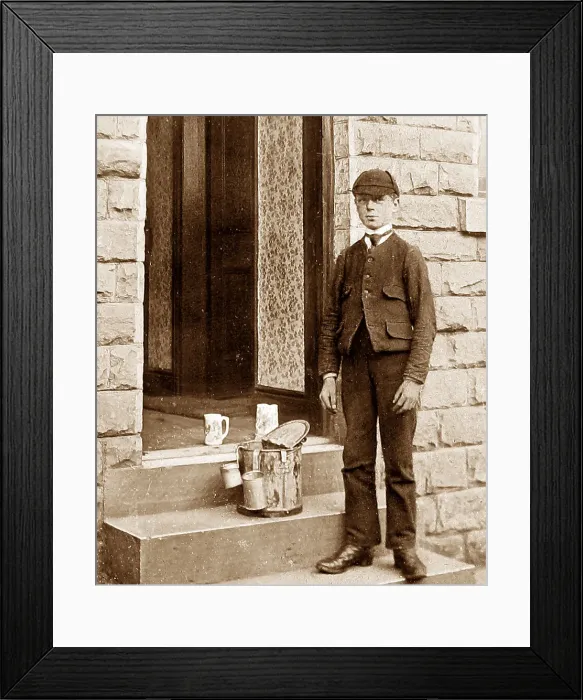 Framed Print : Milk delivery boy in Bradford Framed Print : Milk delivery boy in Bradford