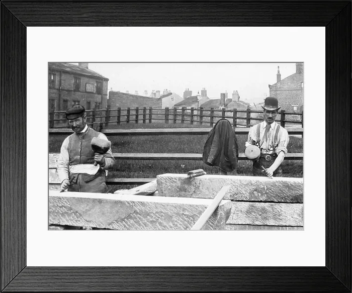 Framed Print : Stone Masons Victorian period Framed Print : Stone Masons Victorian period