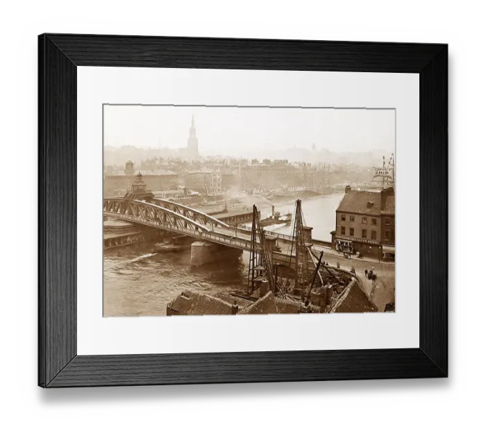 Framed Print : Newcastle-upon-Tyne Swing Bridge Victorian period Framed Print : Newcastle-upon-Tyne Swing Bridge Victorian period