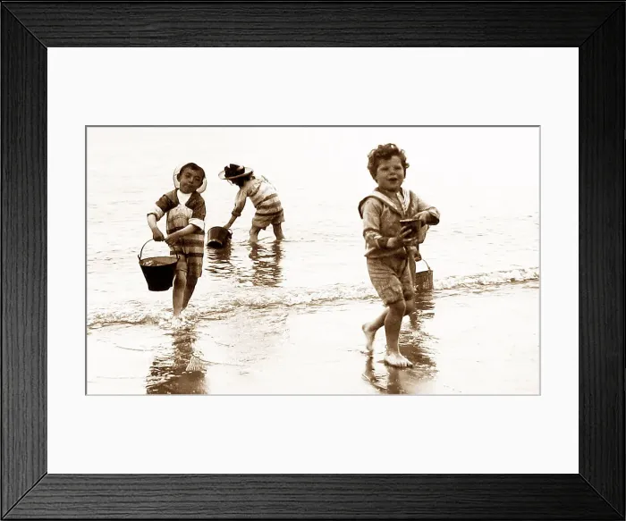 Framed Print : Children playing on beach Framed Print : Children playing on beach
