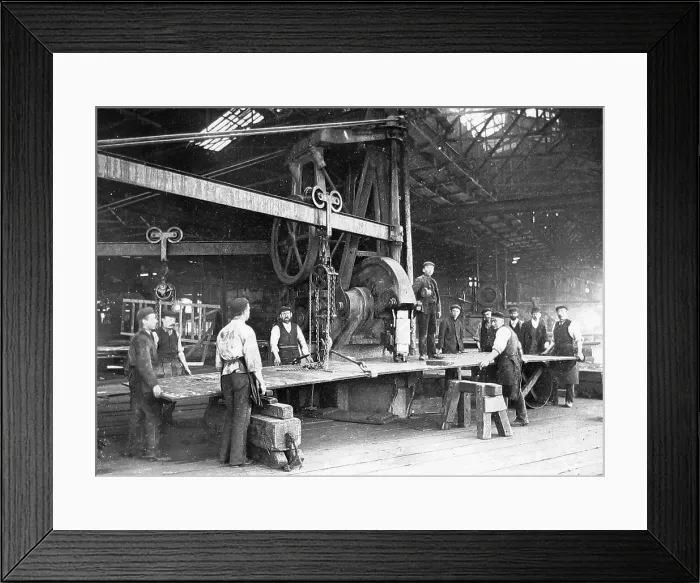 Framed Print : Punching holes in plate, Thames Iron Works, London Framed Print : Punching holes in plate, Thames Iron Works, London