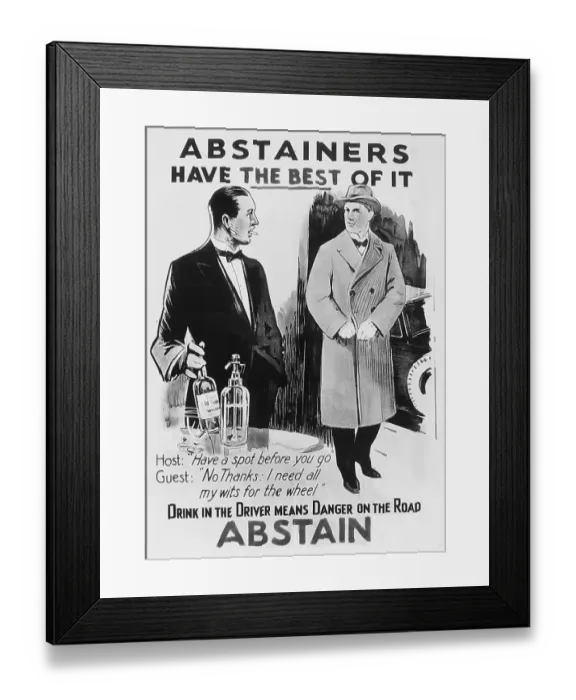Framed Print : Temperance magic lantern slide probably 1930s Framed Print : Temperance magic lantern slide probably 1930s
