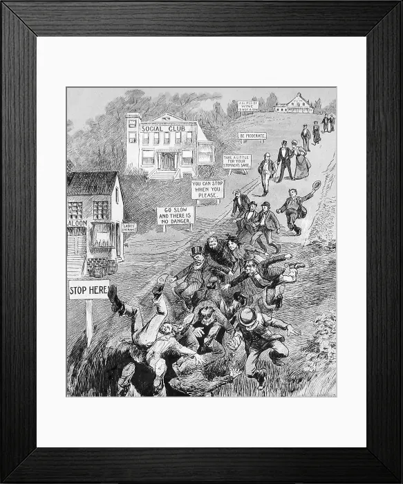 Framed Print : Temperance magic lantern slide Victorian period Framed Print : Temperance magic lantern slide Victorian period
