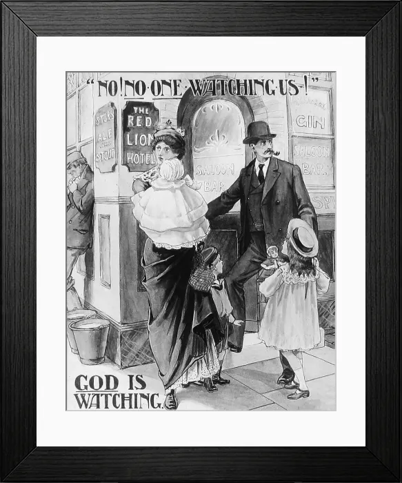 Framed Print : Temperance magic lantern slide Victorian period Framed Print : Temperance magic lantern slide Victorian period