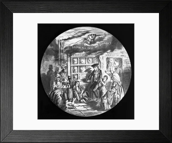 Framed Print : Temperance magic lantern slide Victorian period