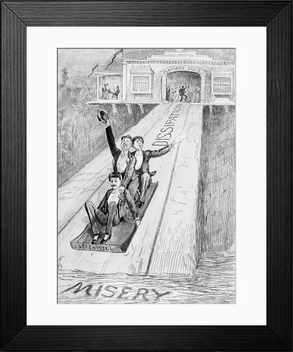 Framed Print : Temperance magic lantern slide Victorian period Framed Print : Temperance magic lantern slide Victorian period