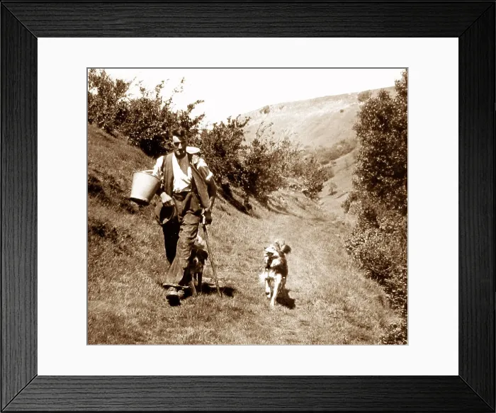 Framed Print : Farmer and dog, Swaledale Framed Print : Farmer and dog, Swaledale