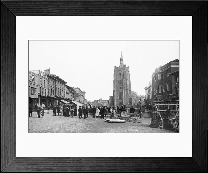 Framed Print : Sudbury Market Place Victorian period Framed Print : Sudbury Market Place Victorian period