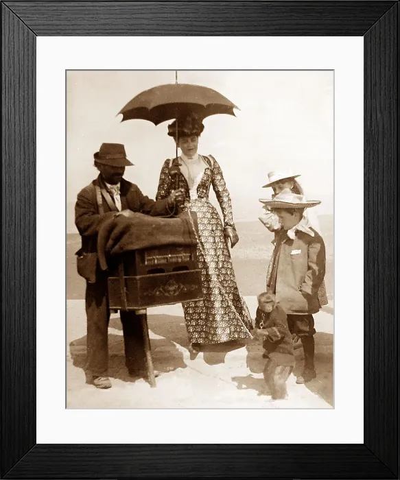 Framed Print : Organ Grinder with monkey, Southport Framed Print : Organ Grinder with monkey, Southport