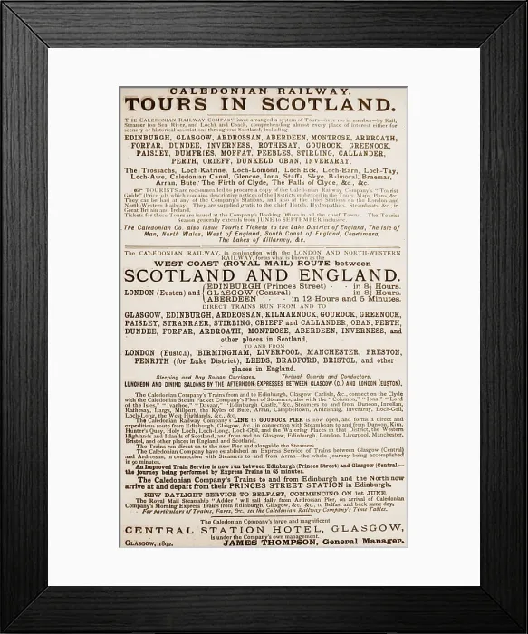 Framed Print : Caledonian Railway Poster 1892