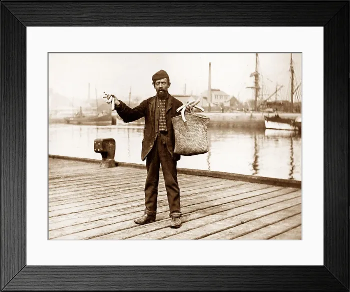 Framed Print : Pipe tin lid seller Framed Print : Pipe tin lid seller