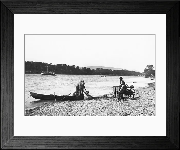 Framed Print : Salmon fishing on the River Tay Victorian period Framed Print : Salmon fishing on the River Tay Victorian period