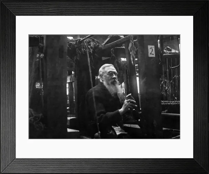 Framed Print : Hand loom weaver early 1900s Framed Print : Hand loom weaver early 1900s