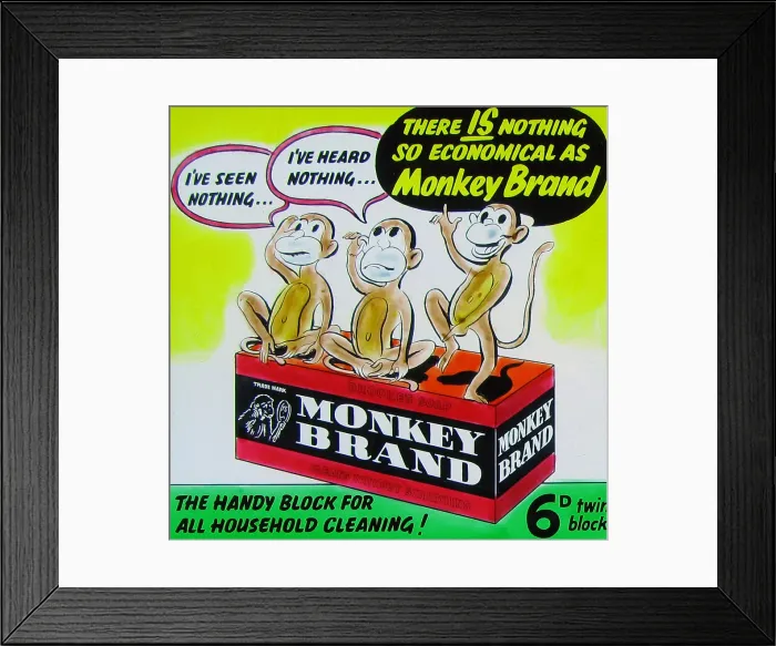 Framed Print : Cinema advertisement for Monkey Brand Soap early Framed Print : Cinema advertisement for Monkey Brand Soap early