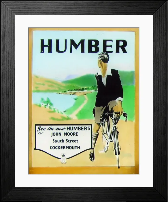 Framed Print : Cockermouth Humber Bicycle advertisement probably 1920s Framed Print : Cockermouth Humber Bicycle advertisement probably 1920s