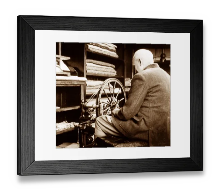 Framed Print : Hand loom weaver / spinner early 1900s Framed Print : Hand loom weaver / spinner early 1900s