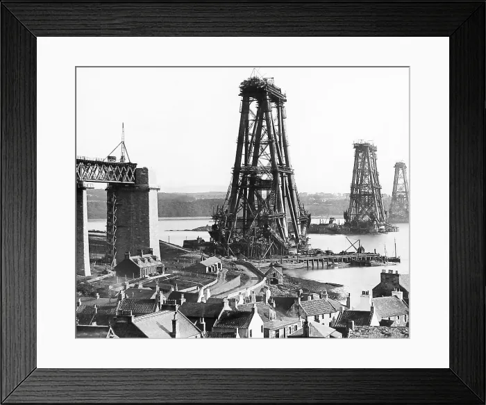 Framed Print : Building the Forth Railway Bridge Victorian period Framed Print : Building the Forth Railway Bridge Victorian period