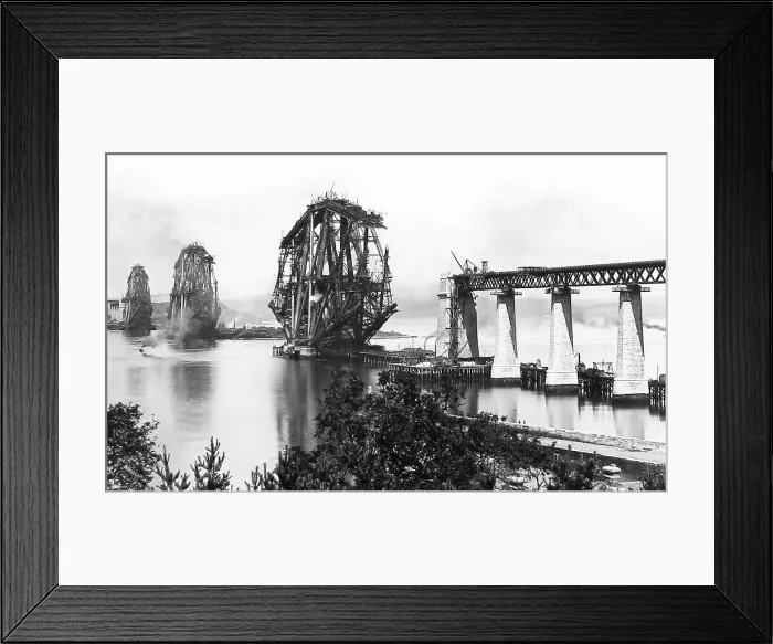 Framed Print : Building the Forth Railway Bridge Victorian period Framed Print : Building the Forth Railway Bridge Victorian period
