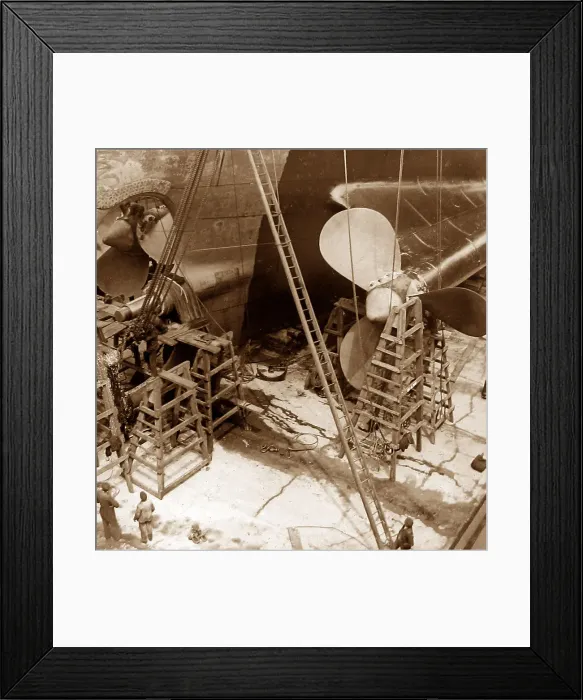 Framed Print : RMS Olympic, White Star Line in dry dock in Southampton Framed Print : RMS Olympic, White Star Line in dry dock in Southampton