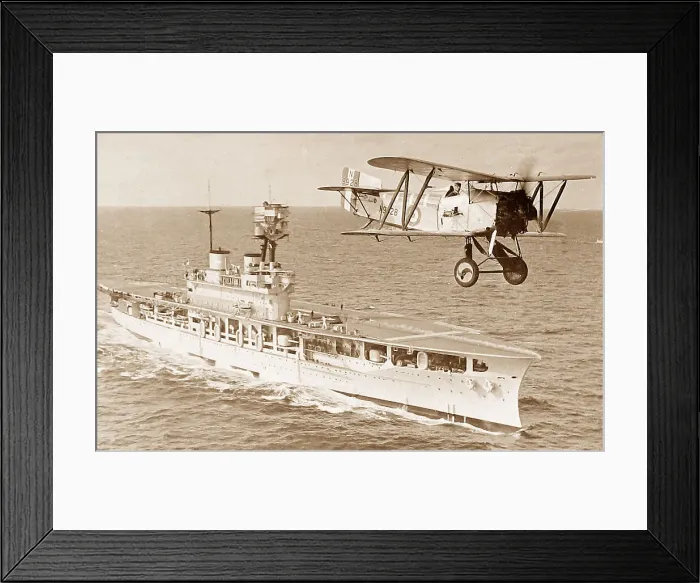 Framed Print : RAF biplane leaving aircraft carrier Framed Print : RAF biplane leaving aircraft carrier