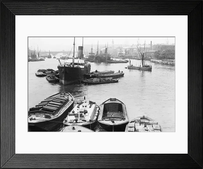 Framed Print : London River Thames from Tower Bridge early 1900s Framed Print : London River Thames from Tower Bridge early 1900s
