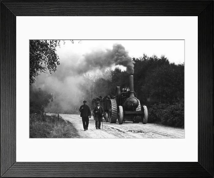 Framed Print : Traction engine hauling a trailer early 1900s Framed Print : Traction engine hauling a trailer early 1900s